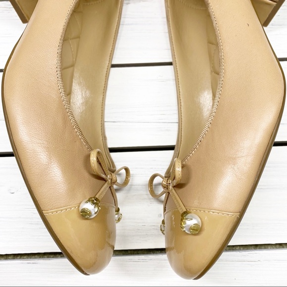 Michael Kors Quilted Nude Beige Patent Leather Ballet Chunky Heel 10 - Picture 8 of 12